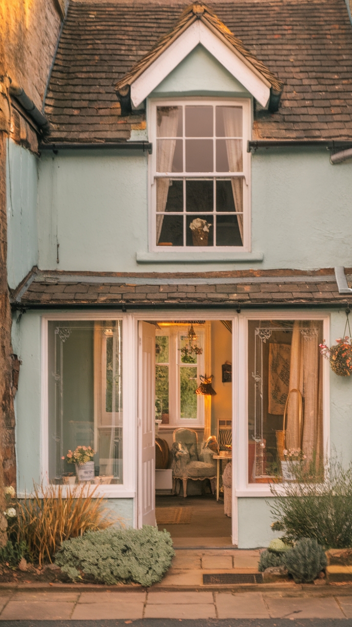 Step into a Fairytale: This charming vintage English cottage, painted in a dreamy soft blue, whispers tales of old-world romance. Rustic charm abounds, from the period details to the flourishing garden, creating an idyllic escape you'll never want to leave. The cozy, shabby-chic interior promises warmth and comfort, a haven of vintage treasures and captivating details.