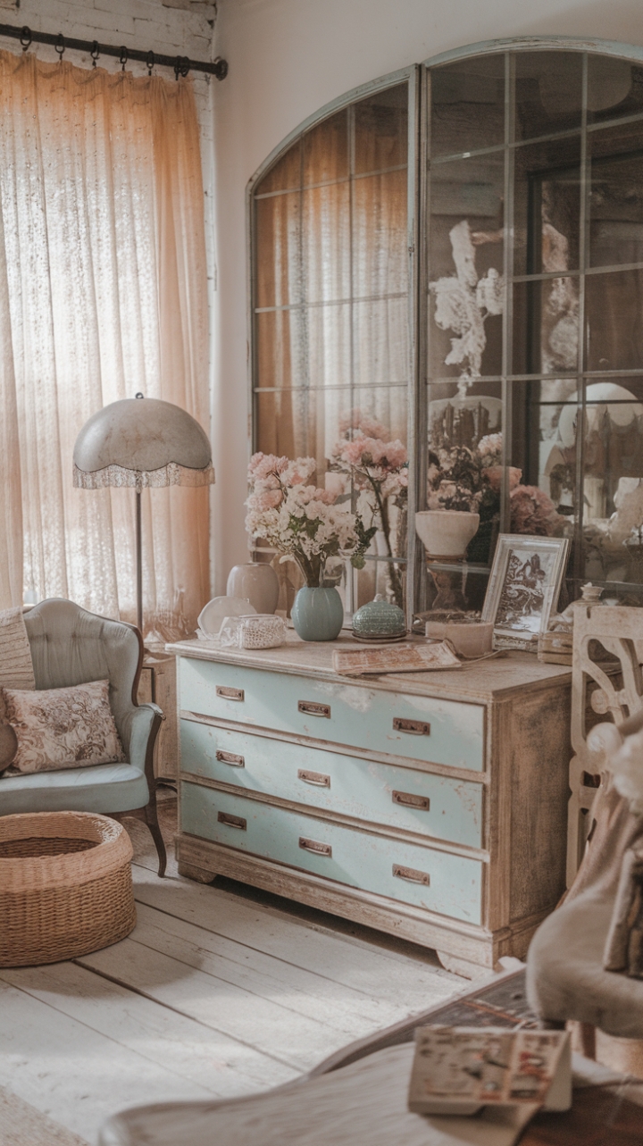 Step into a haven of vintage charm where weathered wood whispers tales of bygone eras. Distressed furniture and antique accents create a captivating shabby chic aesthetic, a testament to timeless elegance and rustic romance. Every detail, from the faded floral patterns to the lovingly worn accessories, speaks to a life richly lived. This isn't just a room; it's a story waiting to be unfolded.