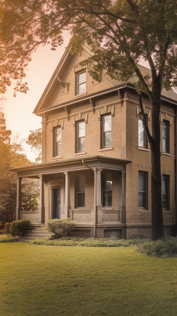 Imagine yourself relaxing on the wide porch of this charming vintage home, the warm brick radiating comfort as the sun dips below the horizon. Lush greenery frames the classic façade, creating a picturesque scene that speaks to enduring style and peaceful living. This isn't just a house; it's a legacy waiting to be embraced.