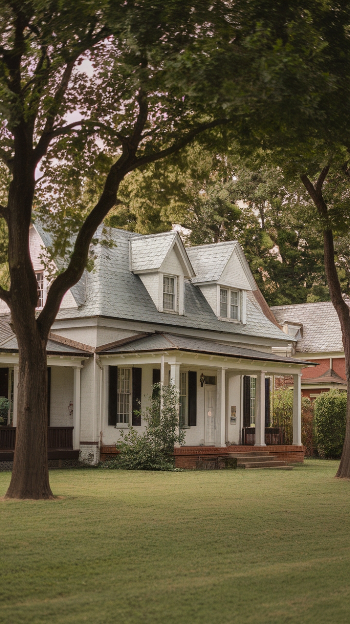 Imagine waking up to this view every day. This charming vintage home, with its pristine white exterior and graceful architecture, exudes a nostalgic charm. The expansive porch, shaded by mature trees, promises lazy afternoons and sweet summer evenings. A true testament to enduring style and peaceful living.