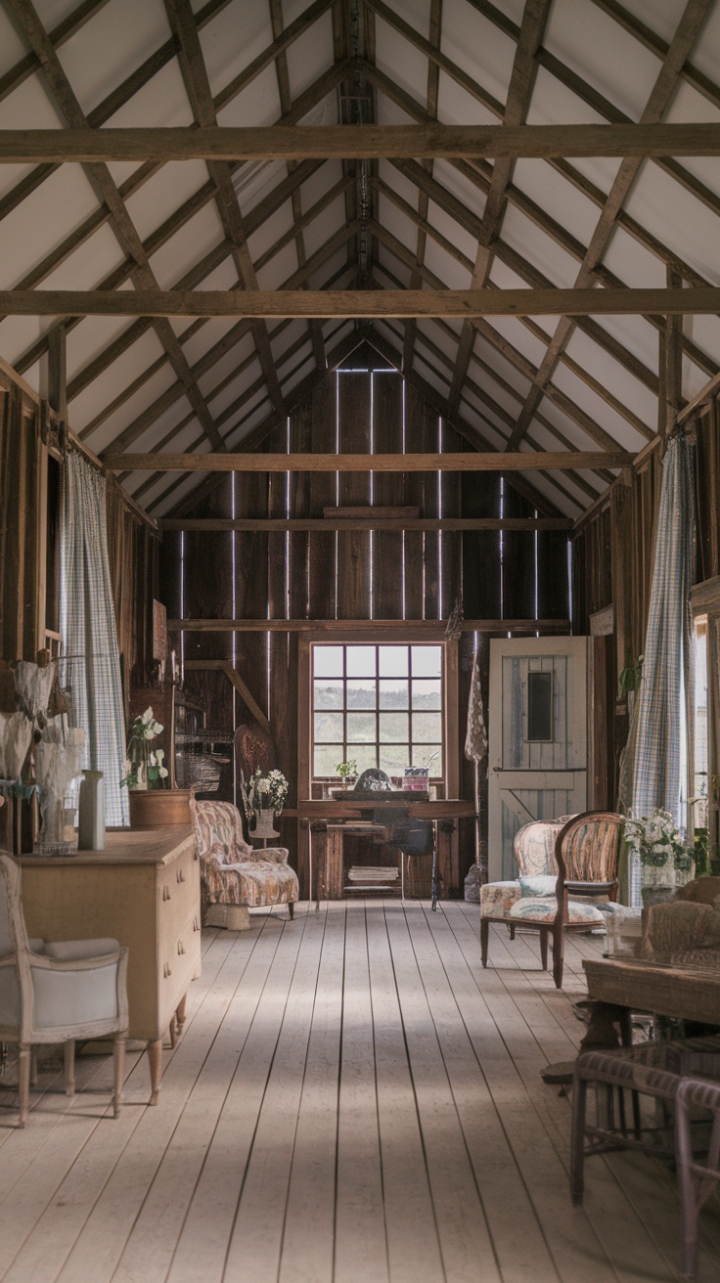 Step into a world of rustic charm where vintage whispers meet modern comfort. This farmhouse haven, brimming with antique treasures and a touch of barnyard chic, embodies the idyllic countryside escape. The shabby-chic aesthetic, complete with weathered wood and cozy textures, creates an atmosphere of unparalleled tranquility. Every detail, from the aged furniture to the carefully curated décor, speaks to a life lived simply and beautifully.