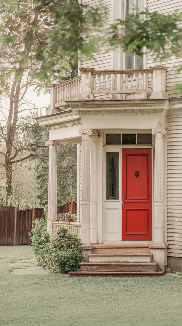 Ready for a dose of Southern charm? This vintage beauty, with its welcoming red door and classic white columns, feels straight out of a storybook. Imagine sipping sweet tea on that balcony, overlooking a lush green garden that feels like a secret escape. Surrounded by mature trees and a charming fence, this home exudes a timeless elegance, bathed in a soft, warm light that makes you want to linger.